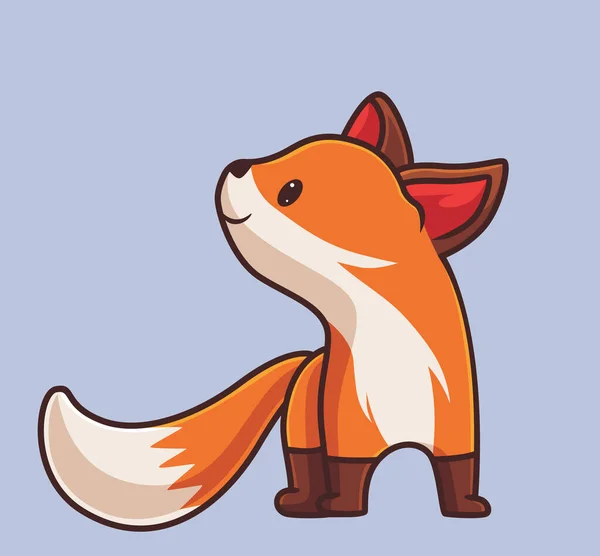 Cute Fox Looking Isolated Cartoon Animal Nature Concept Illustration Flat — Stok Vektör
