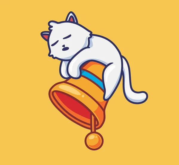 Cute Cat Sleeping Giant Ring Isolated Cartoon Animal Illustration Flat — Stockvektor