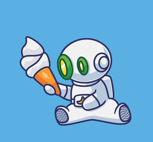 Cute Astronaut Robot Get Vanilla Ice Cream — Vettoriale Stock