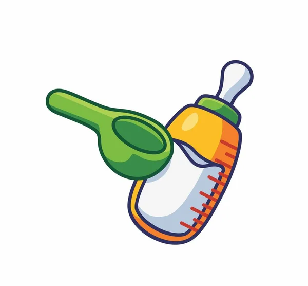 Cute Baby Bottle Milk Spoon Dose — Stockový vektor