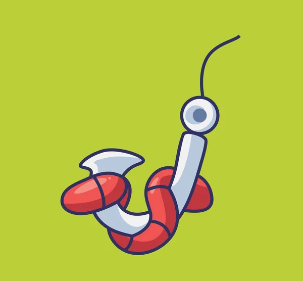 Cute Fishhook Red Worm — Stockvector