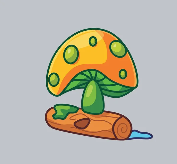 Cute Mushroom Old Wood — Stock Vector