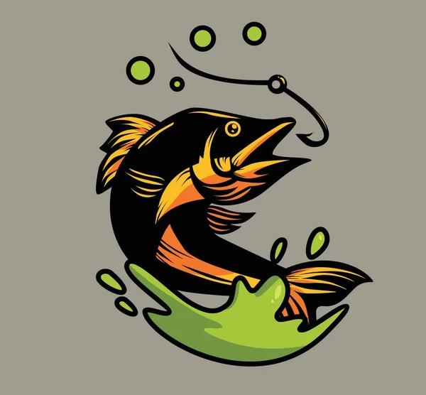 Cute Fishhook Catch Fish River — Image vectorielle