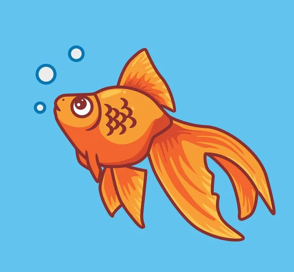 Cute Golden Fish Beautiful Tail — Vetor de Stock