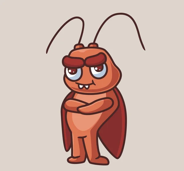 Cute Male Cockroach Look Cool Isolated Cartoon Animal Nature Illustration — Stockvektor