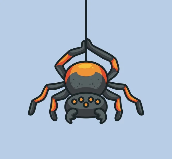 Cute Tarantula Spider Lying Net Isolated Cartoon Animal Nature Illustration — Wektor stockowy