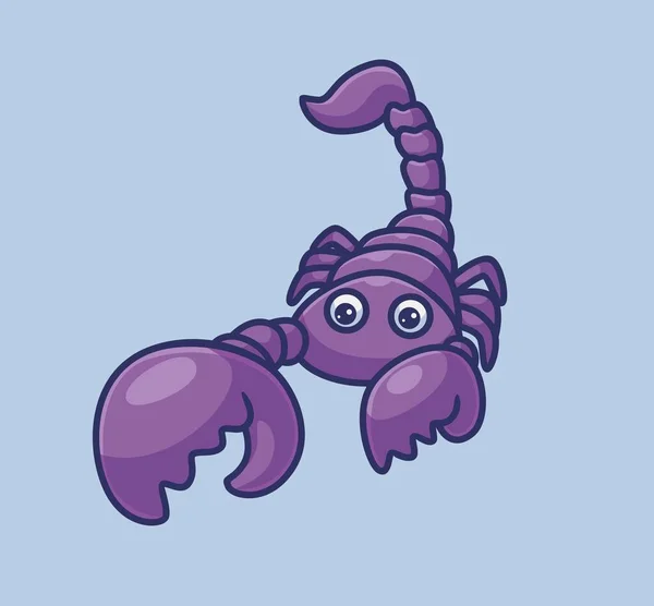 Cute Black Purple Scorpio Isolated Cartoon Animal Nature Illustration Flat — Vetor de Stock