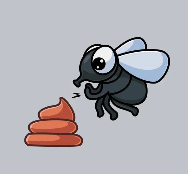 Cute Fly Looking Dirt Feces Isolated Cartoon Animal Nature Illustration — Wektor stockowy