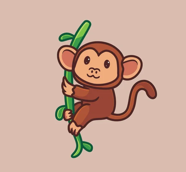 Cute Monkey Lying Branches Isolated Cartoon Animal Nature Illustration Flat — Stockový vektor