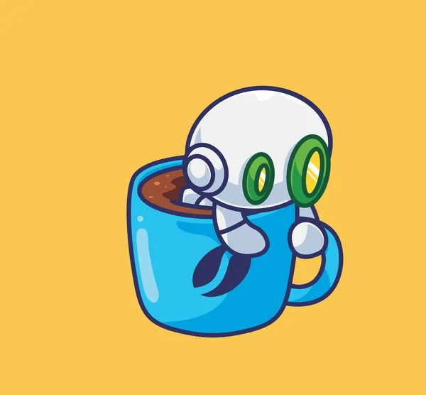 Cute Astronaut Robot Bathing Mug Coffee Vettoriale Stock