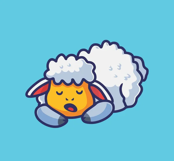 Cute Sheep Sleeping Isolated Cartoon Animal Nature Illustration Flat Style — Wektor stockowy