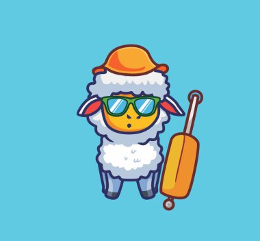 cute sheep vacation on summer wearing glasses. isolated cartoon animal nature illustration. Flat Style suitable for Sticker Icon Design Premium Logo vector. Mascot Character