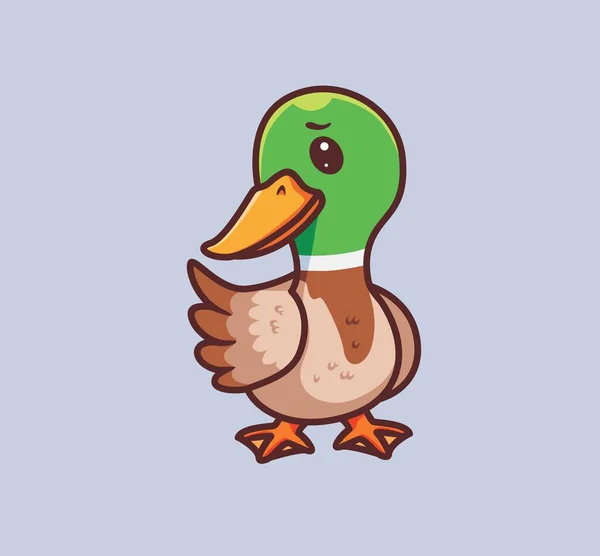 Cute Duck Walking Isolated Cartoon Animal Nature Illustration Flat Style — Vector de stock