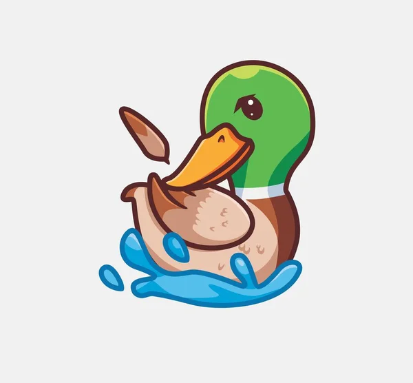 Cute Duck Lost His Feather Isolated Cartoon Animal Nature Illustration — Archivo Imágenes Vectoriales