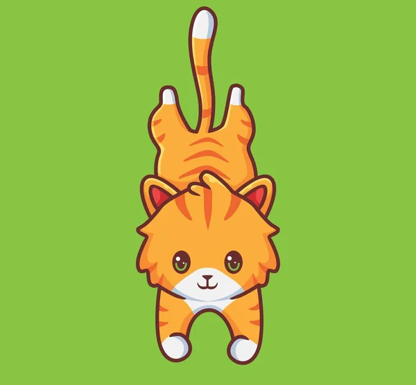 Cute Cat Jumping Isolated Cartoon Animal Illustration Flat Style Sticker — Stock Vector