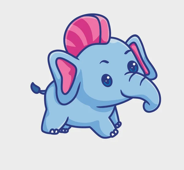 Cute Punk Elephant Hairstyle Isolated Cartoon Animal Illustration Flat Style — Vector de stock