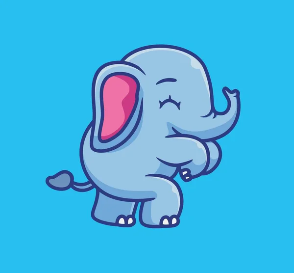 Cute Elephant Walking Happy Isolated Cartoon Animal Illustration Flat Style — Vector de stock