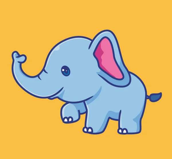 Cute Elephant Walking Smile Isolated Cartoon Animal Illustration Flat Style — Vector de stock