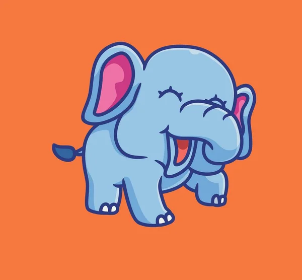 Cute Elephant Laughing Isolated Cartoon Animal Illustration Flat Style Sticker — Vector de stock
