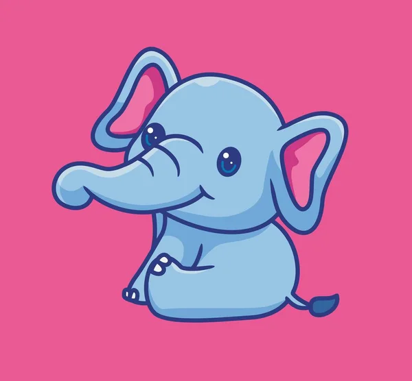 Cute Elephant Sitting Rest Isolated Cartoon Animal Illustration Flat Style — Vector de stock