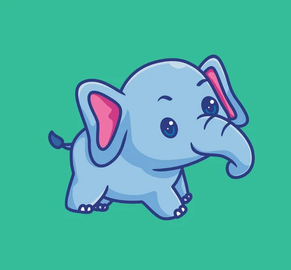 Cute Baby Elephant Isolated Cartoon Animal Illustration Flat Style Sticker — Stock Vector