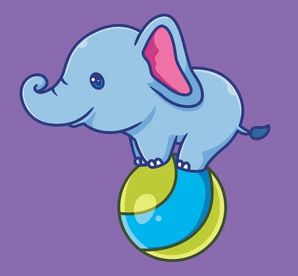 Cute Elephant Standing Balloon Carnival Isolated Cartoon Animal Illustration Flat — Vector de stock