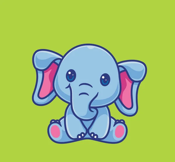 Cute Elephant Sitting Happy Isolated Cartoon Animal Illustration Flat Style — Vector de stock