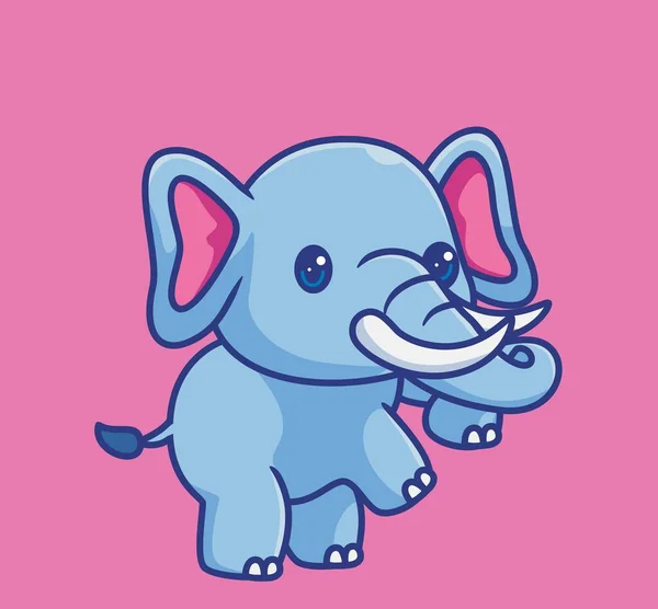 Cute Elephant Standing Isolated Cartoon Animal Illustration Flat Style Sticker — Vector de stock