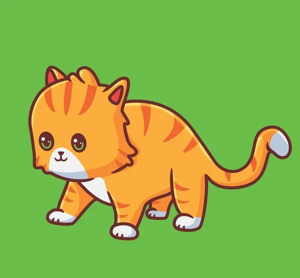Cute Cat Idle Observation Isolated Cartoon Animal Illustration Flat Style — Stok Vektör