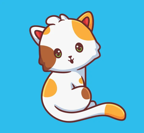 Cute Cat Looking Isolated Cartoon Animal Illustration Flat Style Sticker — Image vectorielle