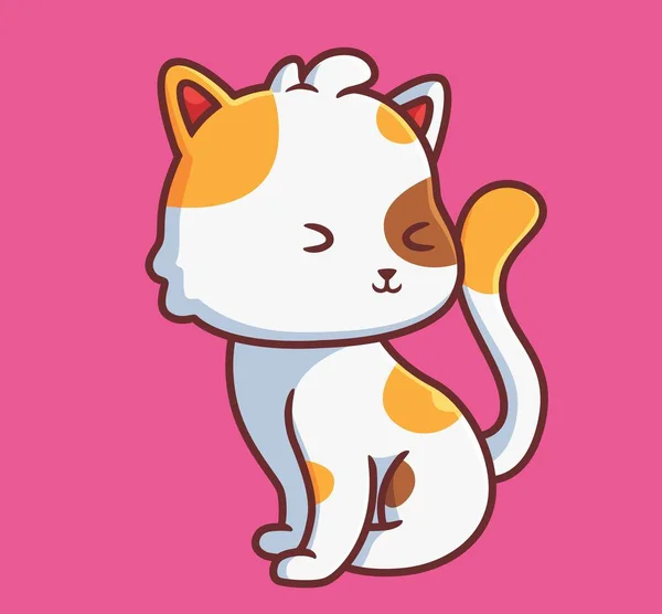 Cute Cat Wink Isolated Cartoon Animal Illustration Flat Style Sticker — Stock vektor