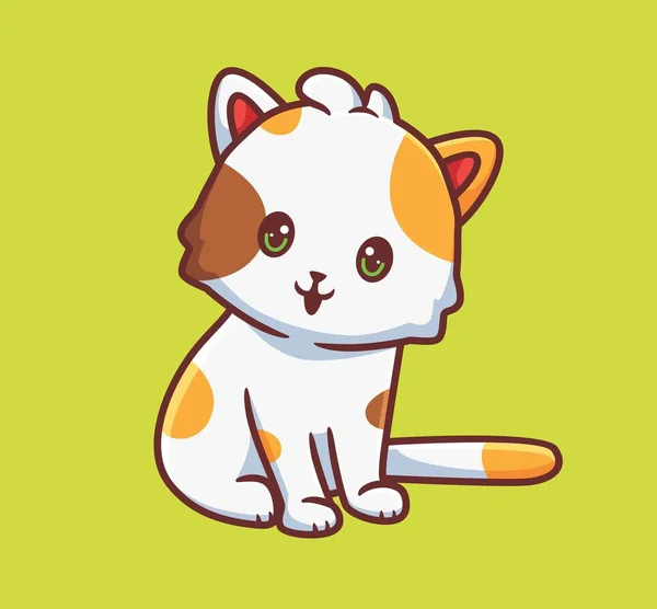 Cute Cat Sitting Sweet Isolated Cartoon Animal Illustration Flat Style — Wektor stockowy