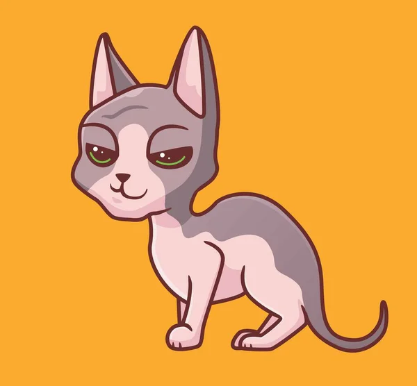 Cute Cat Sphinx Isolated Cartoon Animal Illustration Flat Style Sticker — Vettoriale Stock