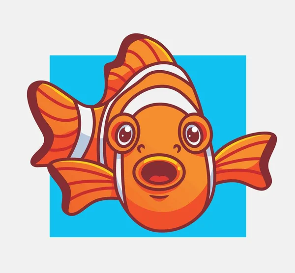 Cute Clown Clown Fish Pose Isolated Cartoon Animal Illustration Flat — Stock vektor