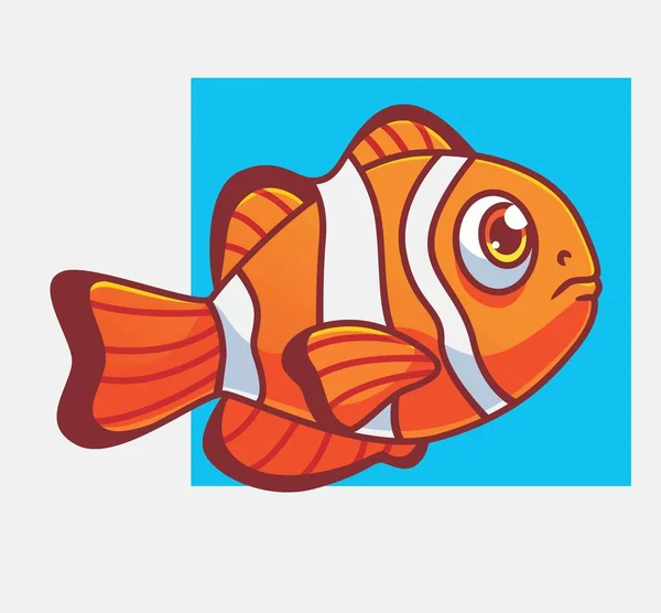 Cute Clown Fish Swimming Isolated Cartoon Animal Illustration Flat Style — Stock vektor