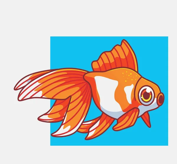 Cute Gold Fish Swimming Isolated Cartoon Animal Illustration Flat Style — Image vectorielle