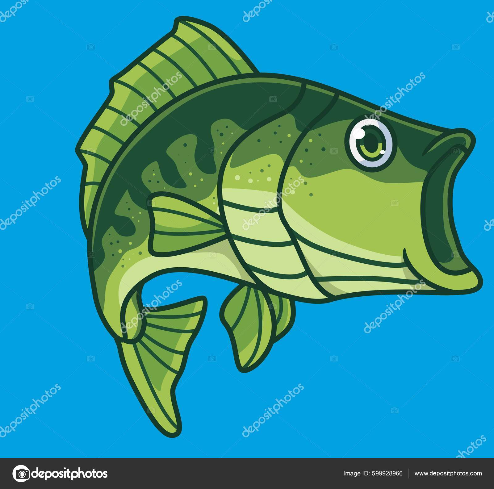 Cute Bass Fish Big Mouth Isolated Cartoon Animal Illustration Flat Stock  Vector by ©nawazwazwaz 599928966