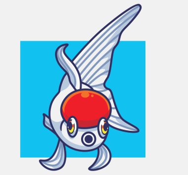 cute gold fish white. isolated cartoon animal illustration. Flat Style Sticker Icon Design Premium Logo vector. Mascot Character