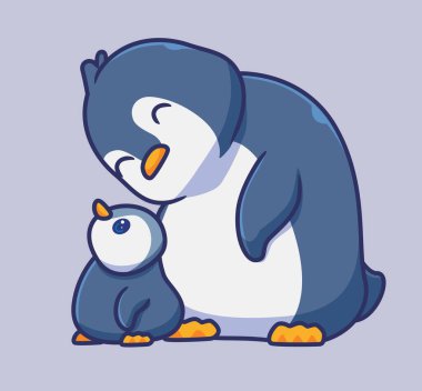 cute family penguin group. isolated cartoon animal illustration. Flat Style Sticker Icon Design Premium Logo vector. Mascot Character