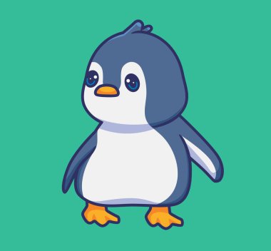 cute penguin pose. isolated cartoon animal illustration. Flat Style Sticker Icon Design Premium Logo vector. Mascot Character