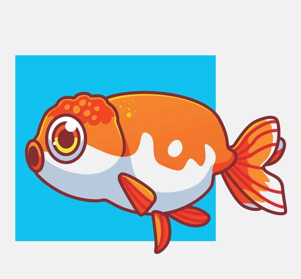 Cute Gold Fish Isolated Cartoon Animal Illustration Flat Style Sticker — Stock Vector