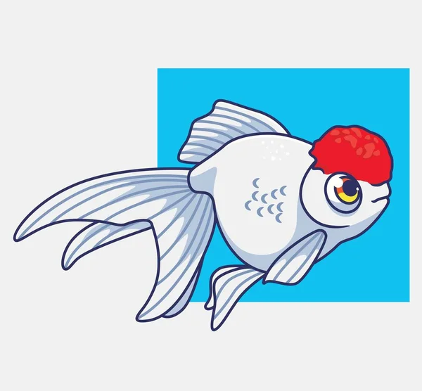 Cute Gold Fish White Isolated Cartoon Animal Illustration Flat Style — Image vectorielle