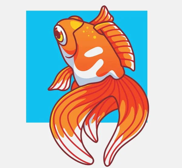 Cute Gold Fish Orange Isolated Cartoon Animal Illustration Flat Style — Stock Vector
