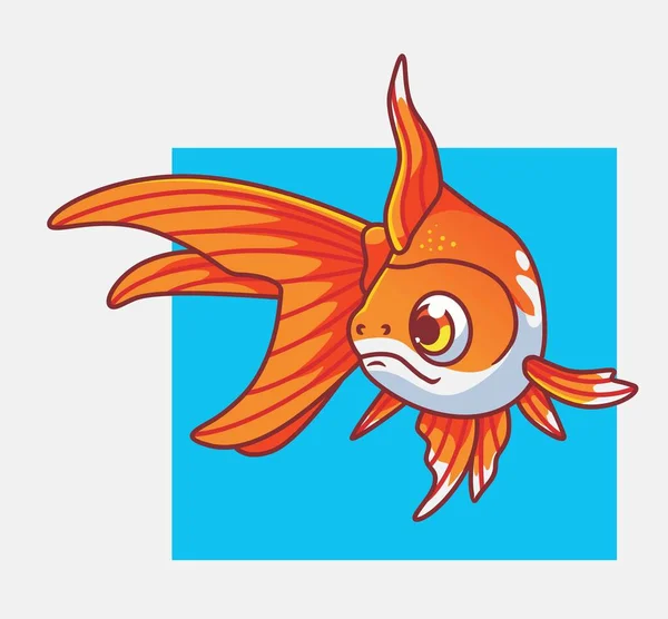 Cute Gold Fish Orange Isolated Cartoon Animal Illustration Flat Style — Image vectorielle