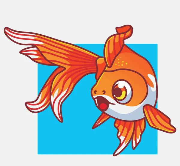 Cute Gold Fish Orange Isolated Cartoon Animal Illustration Flat Style — Stock vektor