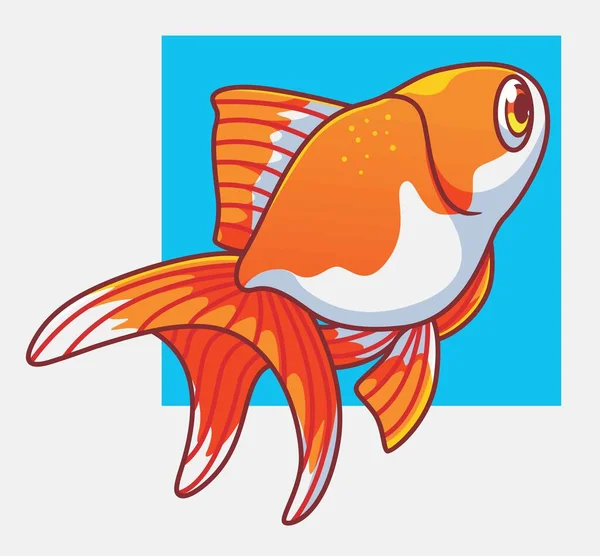 Cute Gold Fish Orange Isolated Cartoon Animal Illustration Flat Style — Stock vektor