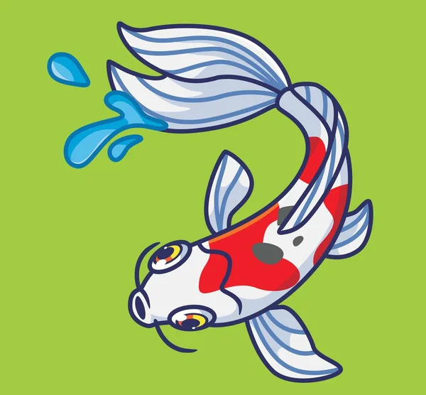 Cute Koi Fish Isolated Cartoon Animal Illustration Flat Style Sticker — Image vectorielle