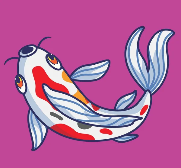 Cute Koi Fish Top Isolated Cartoon Animal Illustration Flat Style — Image vectorielle