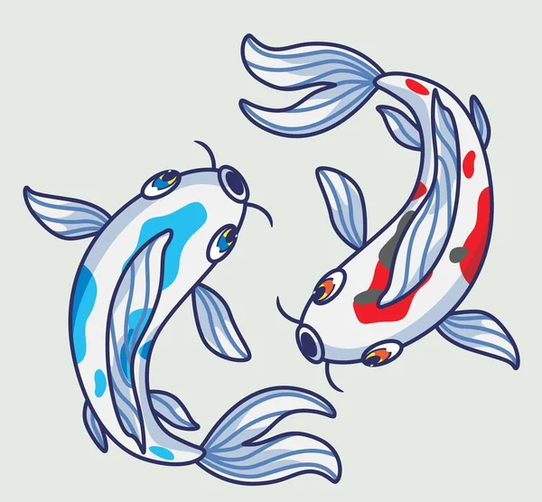 Cute Koi Fish Top Isolated Cartoon Animal Illustration Flat Style — Archivo Imágenes Vectoriales