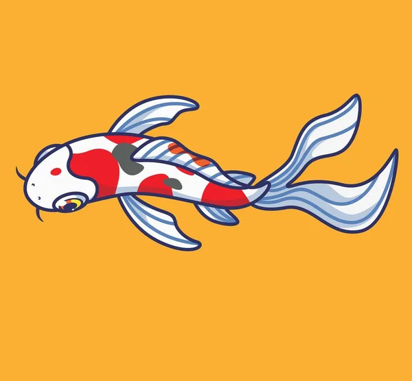 Симпатичная Рыба Кои Сверху Изолированная Карикатура Животных Вектор Логотипа Flat — стоковый вектор
